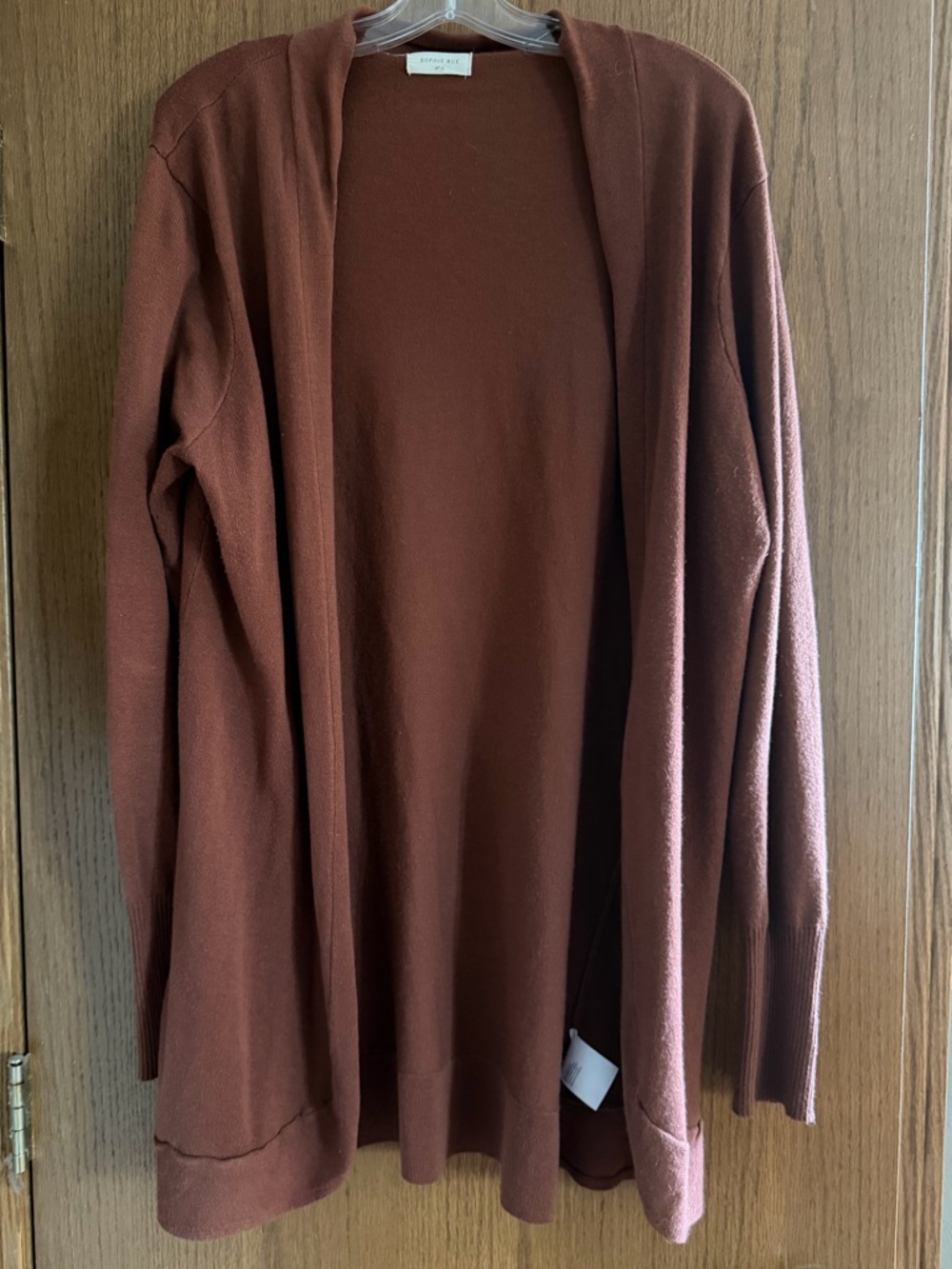 Rust Color Open-Front Cardigan
